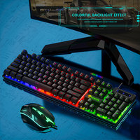 Wired keyboard mouse set illuminated mechanical touch gaming comfortable  durable office floating keycaps computer peripherals