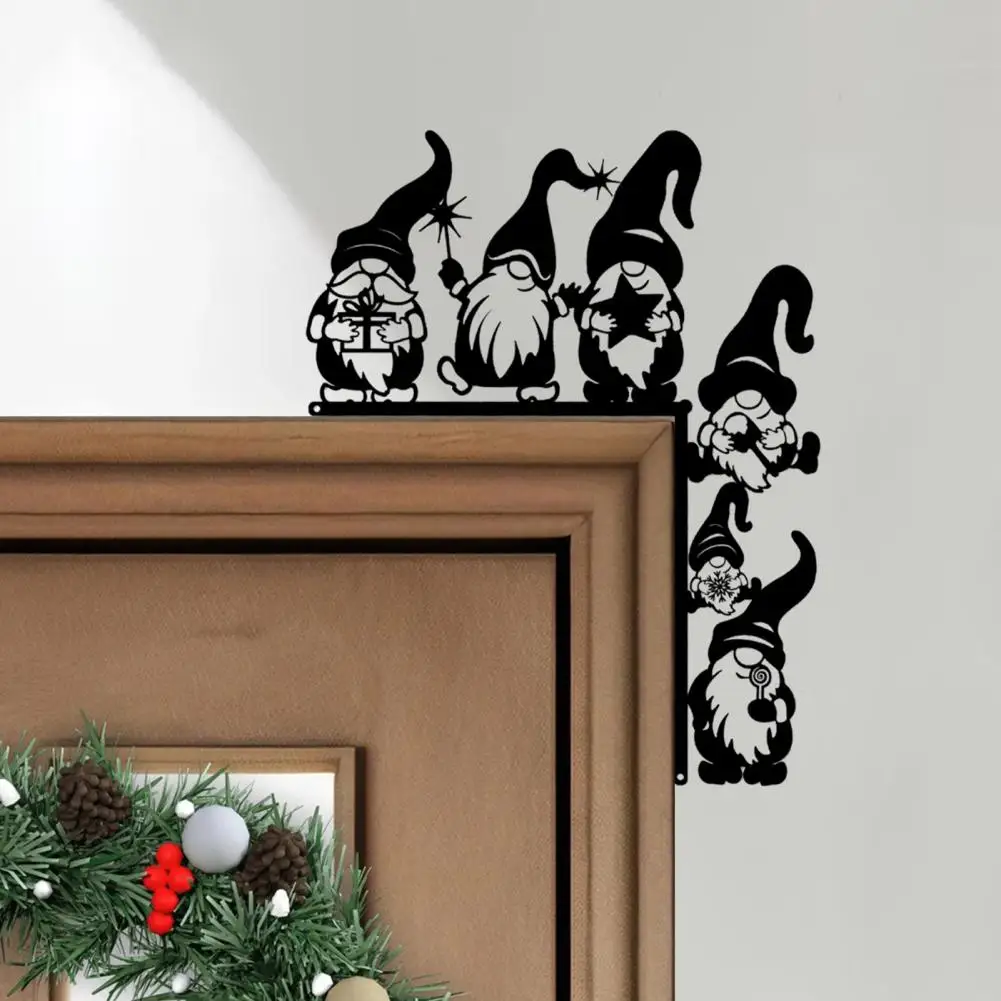 Festive Door Sitter Decoration Gnome-themed Holiday Decor Festive Christmas Gnome Door Frame Decoration Iron Faceless Dwarf