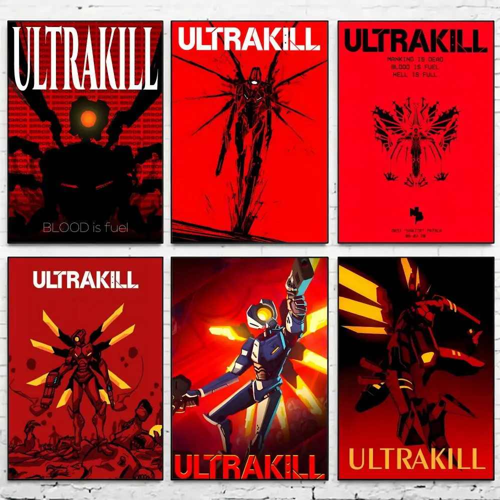 Anime Game U_ULTRAKILLs Cool Poster Waterproof HD Modern Peel And Stick Wall Decor Living Room Dorm Garage