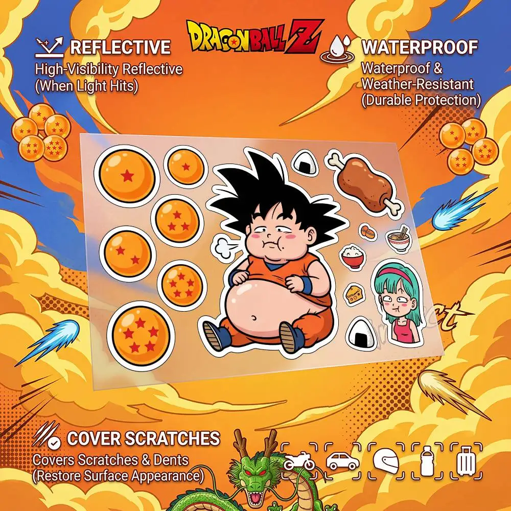 

DRAGON BALL Goku Vegeta High Visibility Reflective Waterproof Decal Scratch Hide Sticker Fit Car Motorcycle Helmet Refrigerator