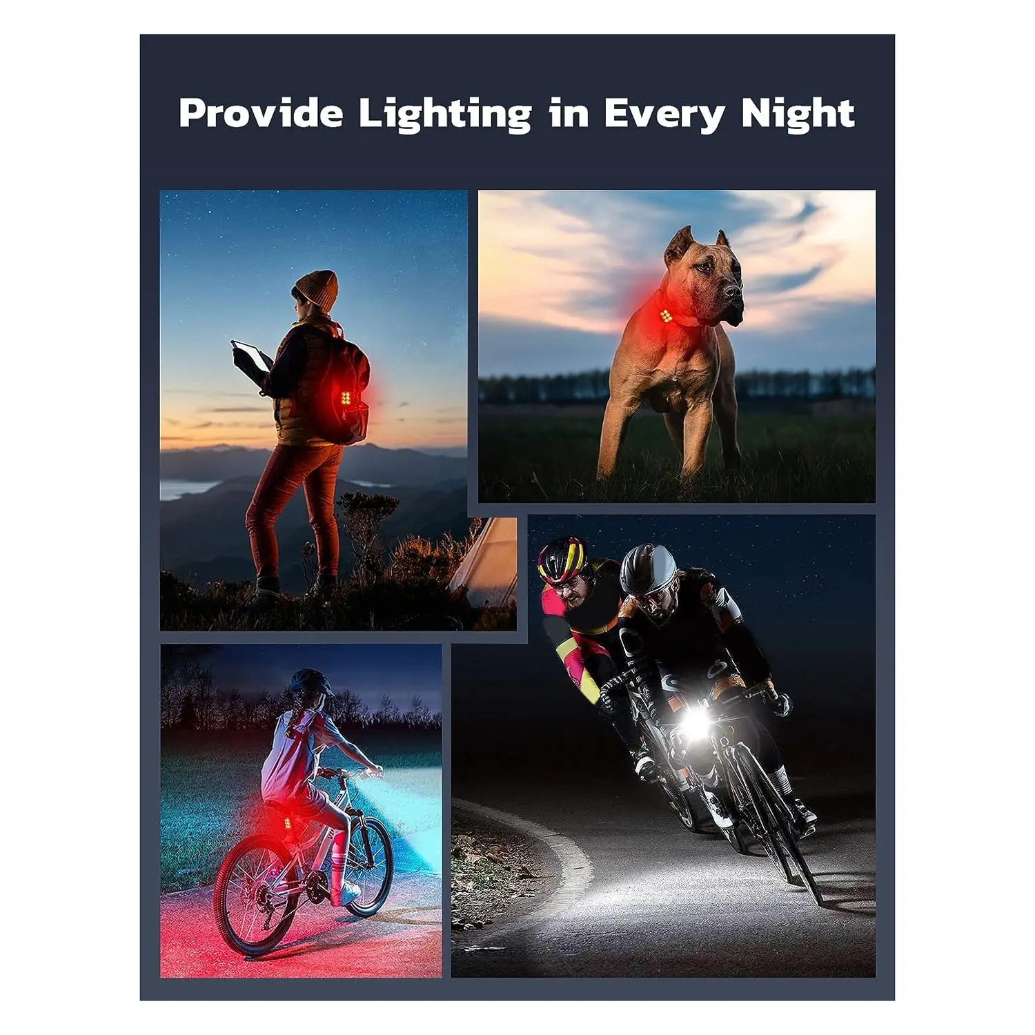 

J1UL1N Велосипедные фонари Передний задний фонарь для велосипеда для ночной езды, велосипедный фонарь для ночной езды, передний и задний фонарь для велосипеда