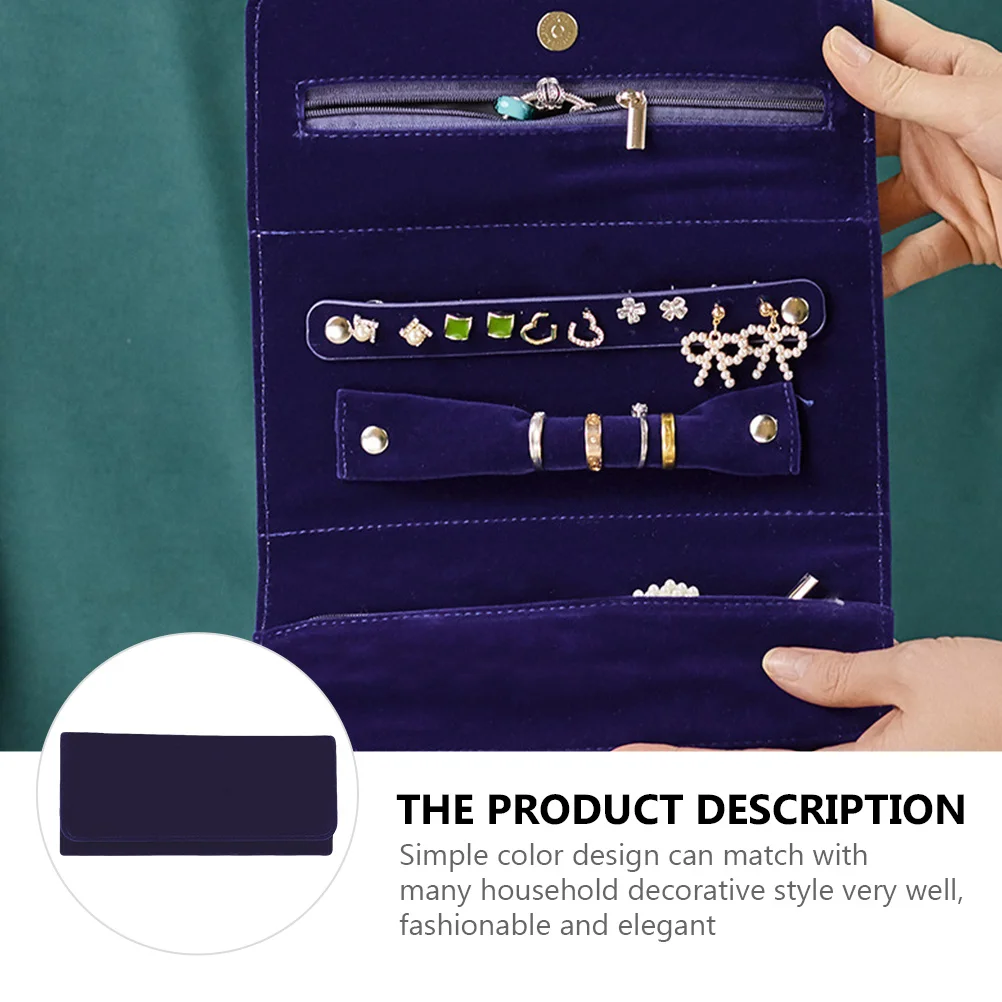 

Jewelry Storage Bag Suede Fabric Durable Compact Jewelry Storage Roll for Rings Necklaces Earrings Travel Use Necklace Bag
