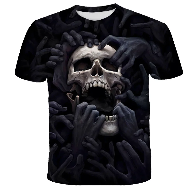 Boys Flame Skull Knight 3D Printed T Shirt Fashion Halloween Clothes Kids Boy Short Sleeve Children Clothing Tops 4-14 Years Old