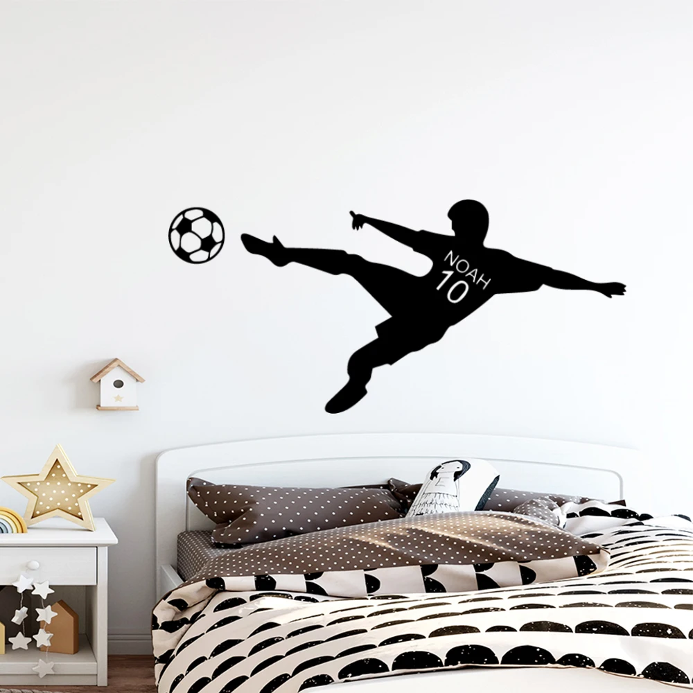 

1 pc cool football soccer elements Customized Text Wall Stickers Modern Fashion Wall Sticker Kids Room Nature Creative Stickers