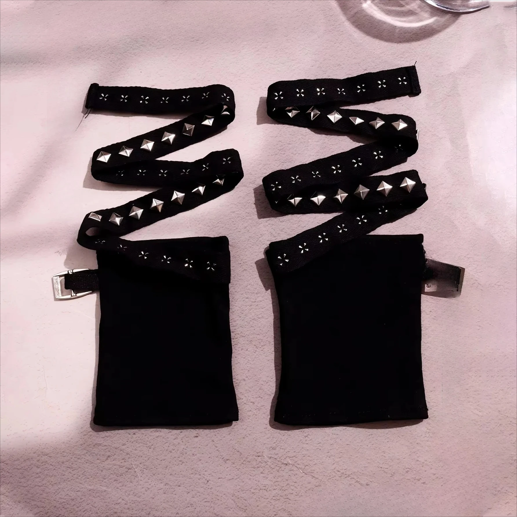 Y2K Personalized Buckle Punk Style Women's Fingerless Gloves Luo Hip Hop Style Stage Performance Street Dance Sleeves