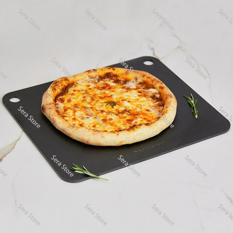 Pizza steel plate - resistant to high temperatures - pizza plate with double holesbread baking special plate  6mm thick
