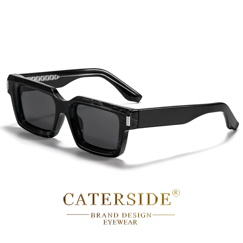 CATERSIDE Vintage Punk Herren Quadratische Sonnenbrille Markendesign Sonnenbrille mit kleinem Rahmen Party Reisebrille Geschenk Ideale Wahl – Detail 13