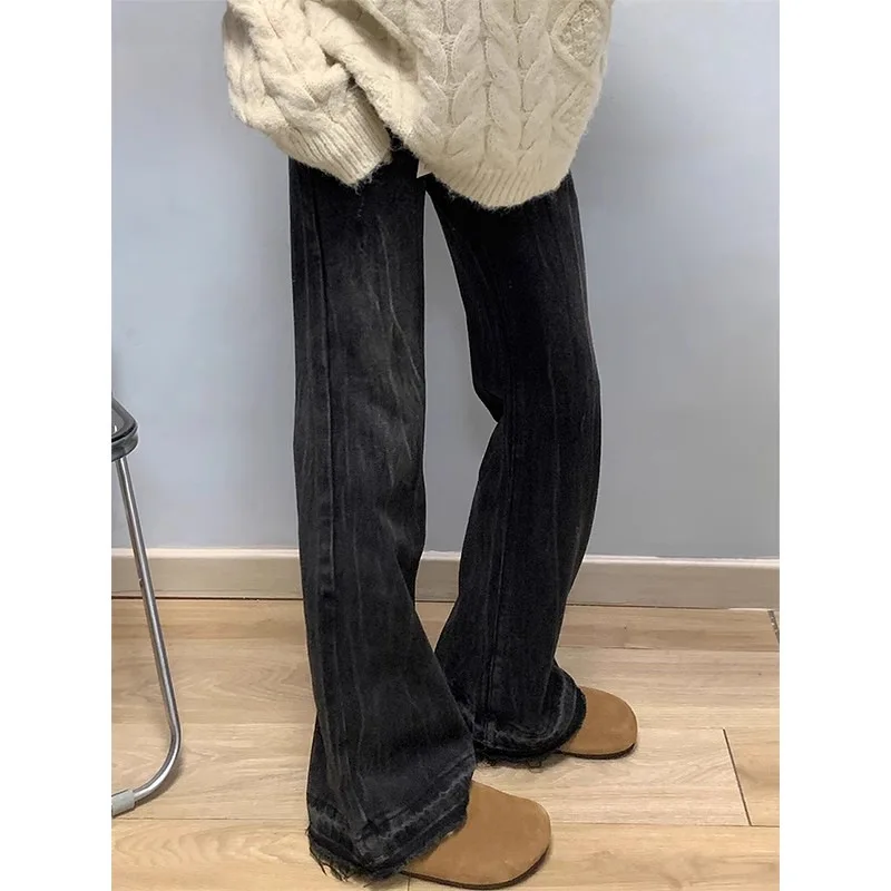 

Autumn Women'S Clothing Wide Jeans Woman Office Work Business Formal Female Denim Fashion Comfortable Elegant Chic Basic Simple