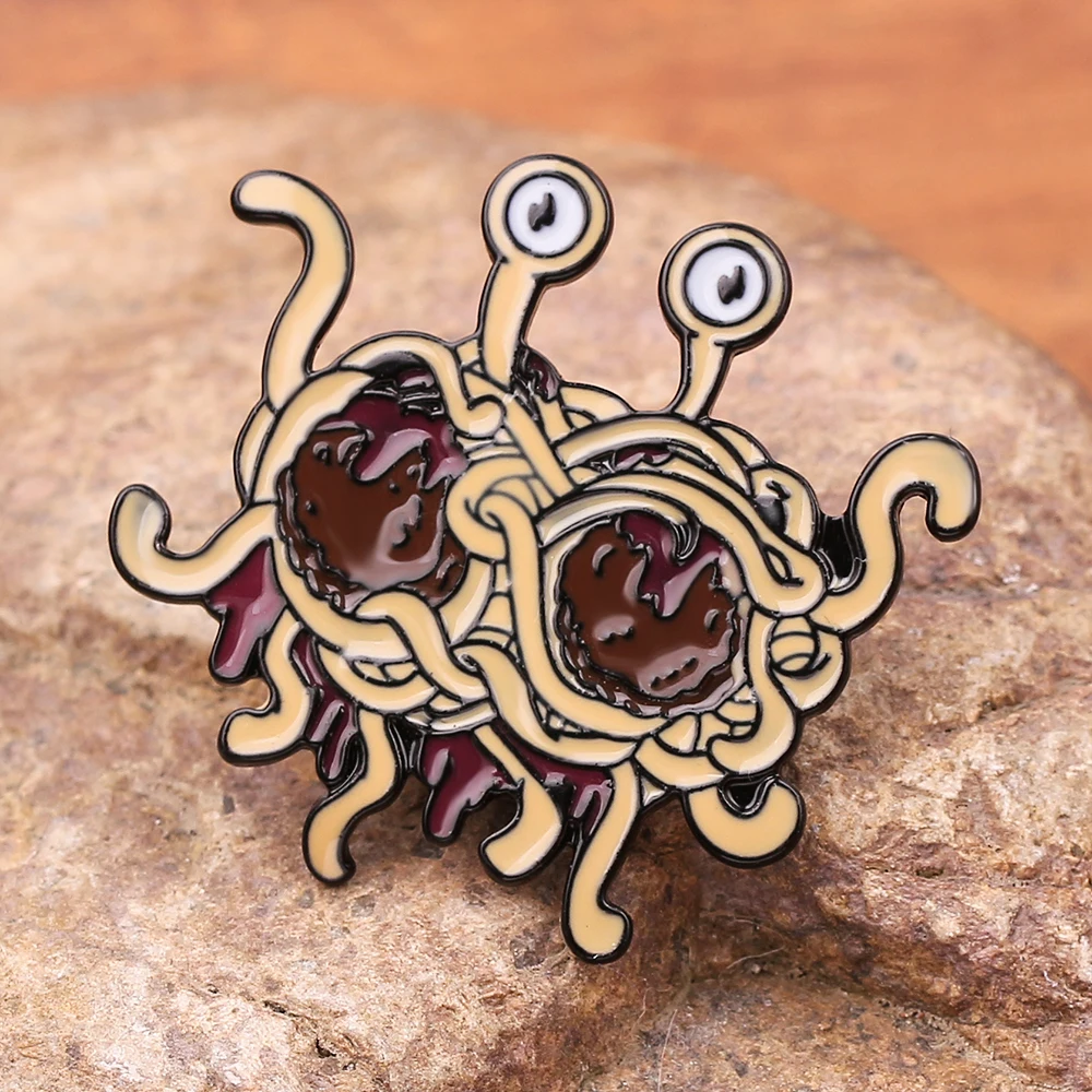 Flying Spaghetti Monster Enamel Pin FSM Brooch Enamel Lapel Pin Prop Hat Denim Fun Badge Friends Creative Gifts