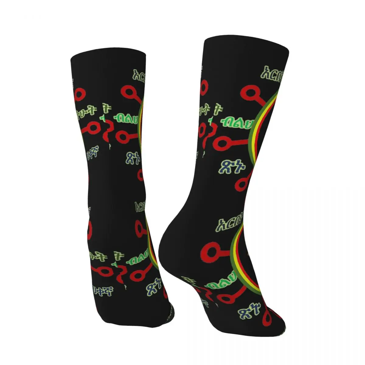 Hip Hop Retro Clothes Adwa Taytu Crazy Men's compression Socks Unisex Ethiopian Cross Art Ethiopia Harajuku Seamless Crew Sock