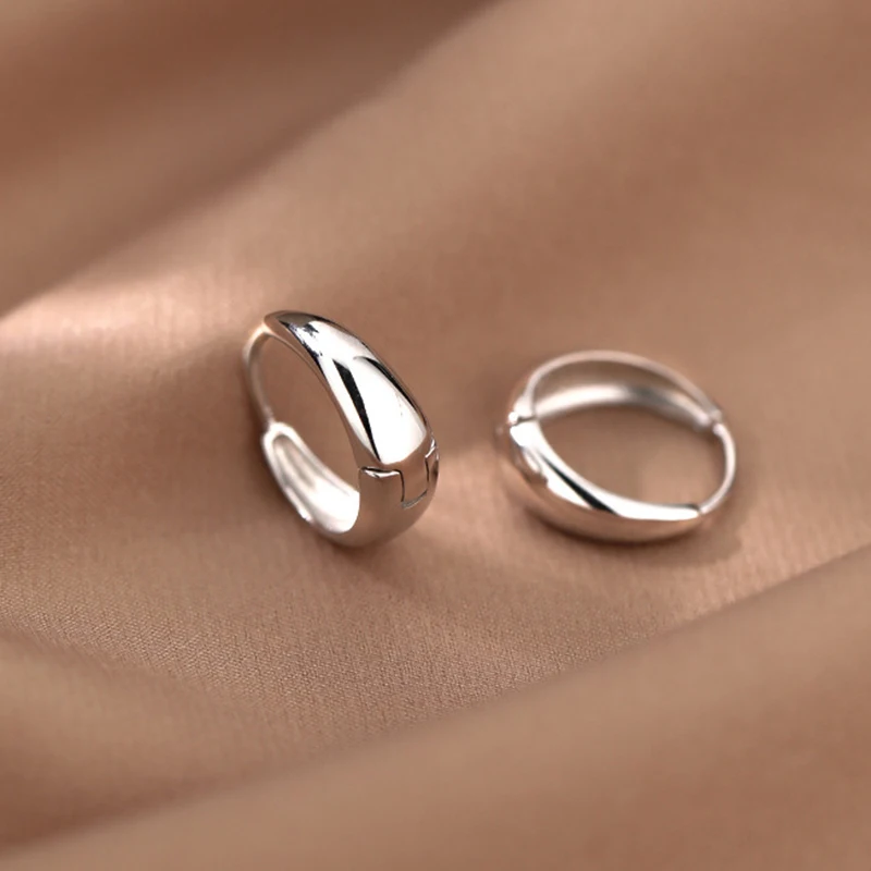 

925 Silver Needle Geometric Round Hoop Earrings for Women Fashion Jewelry Minimalist