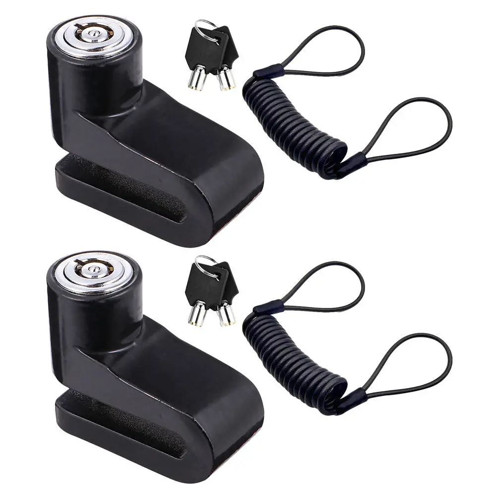 2Pcs Disc Brake Lock High Security Motorcycle Scooter Anti-Theft Wheel Lock Reminder Cable for Electric Scooter Bike Protection