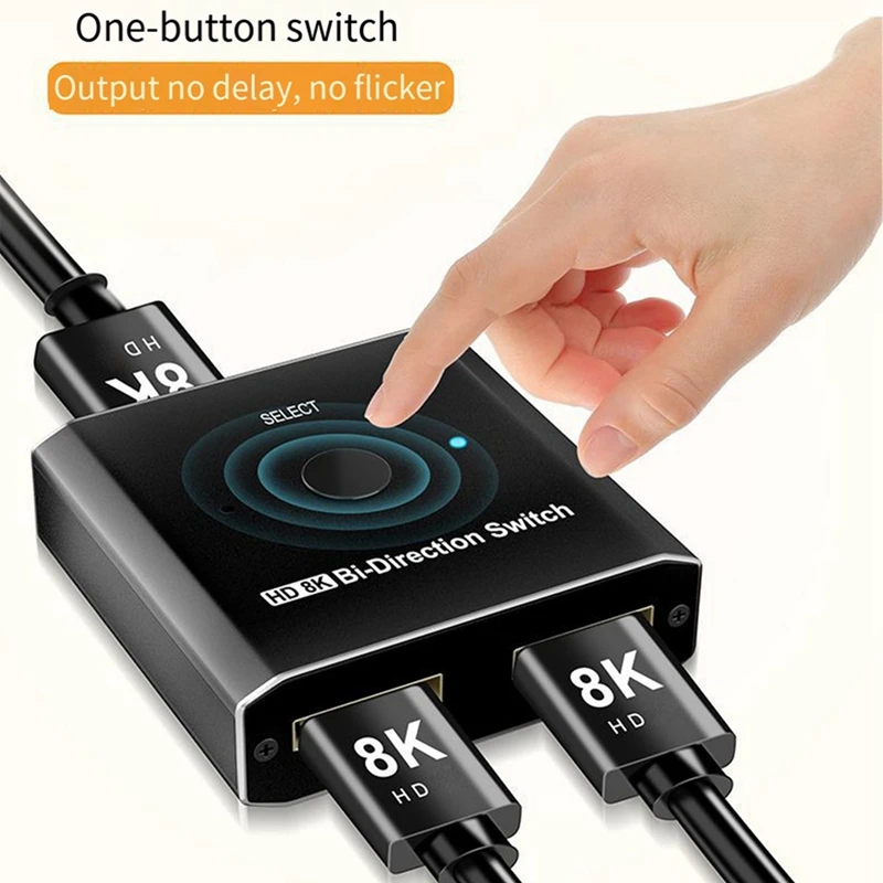 1 In 2 Out -Compatible Splitter 8K@60HZ -Compatible 2.1 Switch, For PS4/PS5,,Gaming,Classroom,Projectors