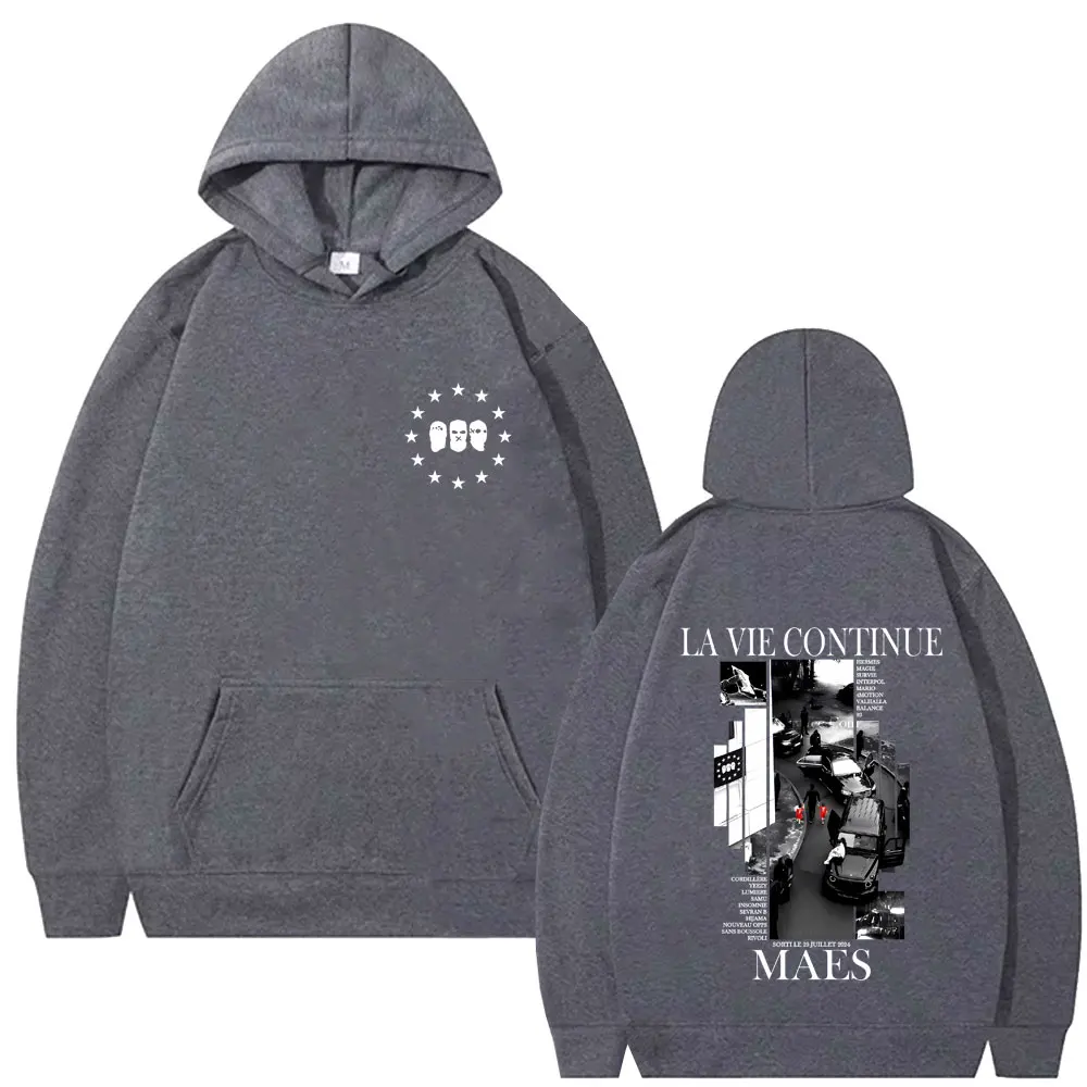 Rapper Maes La Vie Continue Album Graphic Hoodie Men Women Hip Hop Fashion Pop Music Streetwear Men's Casual Pullover Hoodies