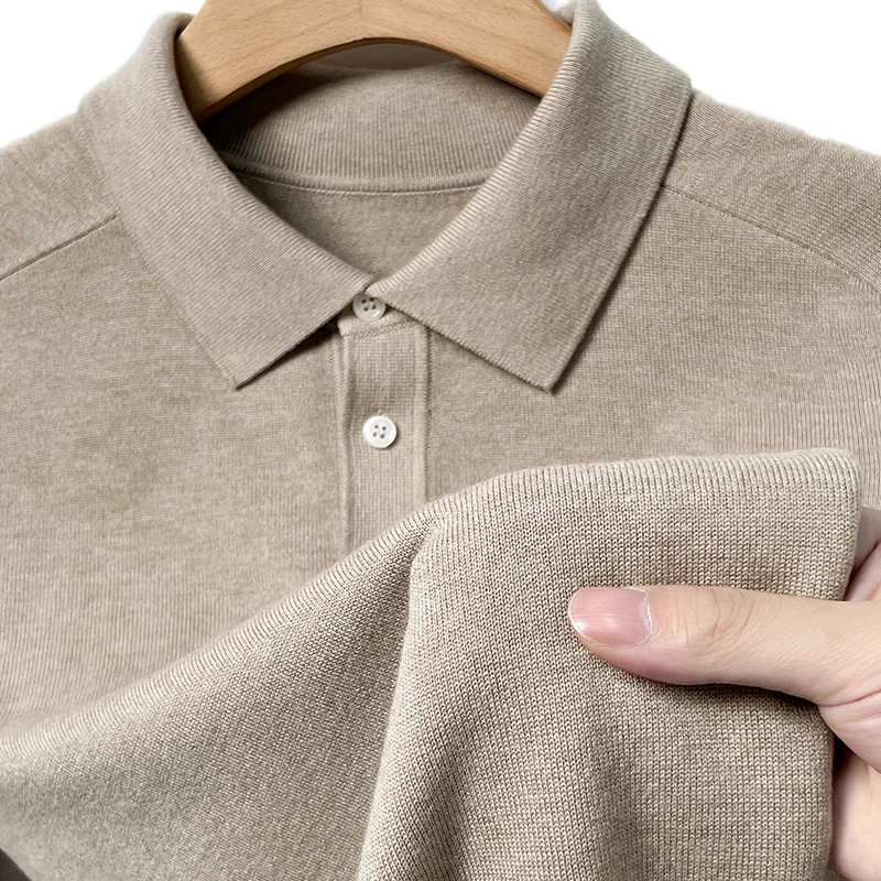 High Quality Men's Worsted Wool Clothes Autumn Long Sleeve Sweater Polos Male Turn DownCollar Knitwear Jumpers Long Sleeved