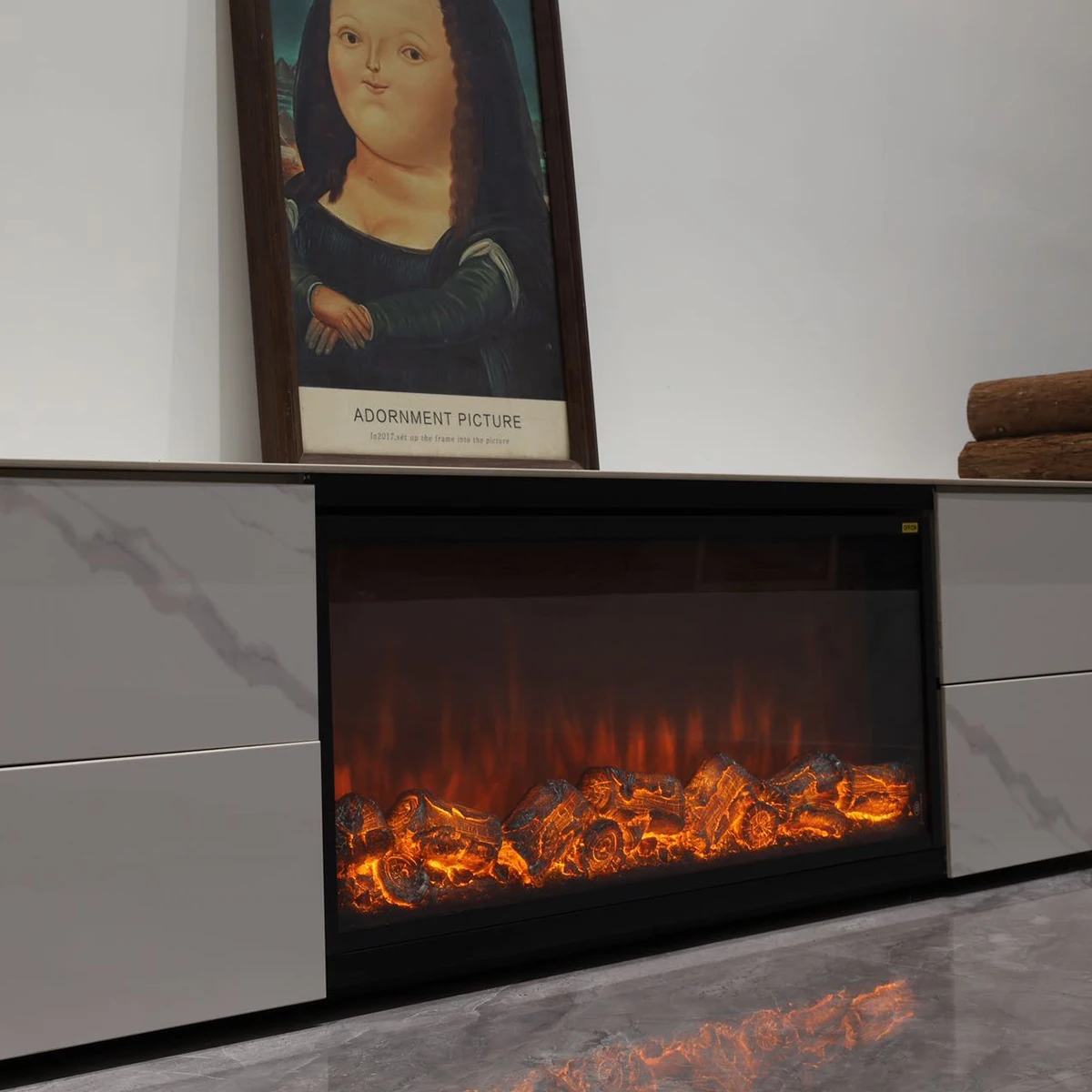 Modern Thin Under Tv Fireplace Built in Wall Mounted Insert Electric Fireplace Artificial Led Fire Flame Freestanding Fireplace