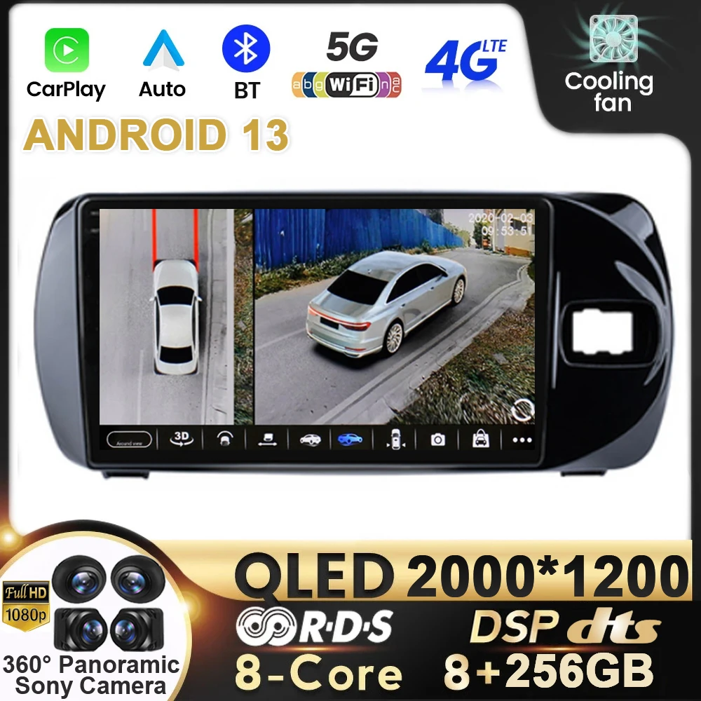 

Автомобильный радиоприемник на Android 13 для Toyota Vitz 3 III XP130 2014 2015-2019 QLED мультимедийный видеоплеер навигация GPS DVD Авто DSP Carplay