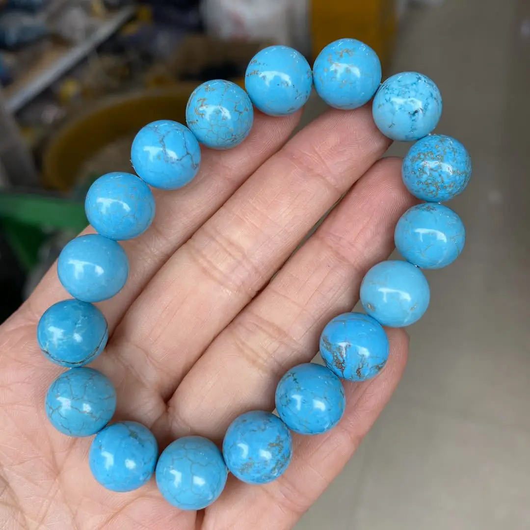 Wholesale 6/8/10/12MM Stone Turquoise Beaded Bracelets For Women Fashion Healing Crystal Stone Energy Bangles Jewelry Gift