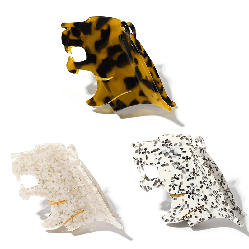 

Retro Leopard Print Point Leopard Hair Claw Clip For Women Acetate Oversize Animal Crab Clamp Hair Accessories Tool Headwear