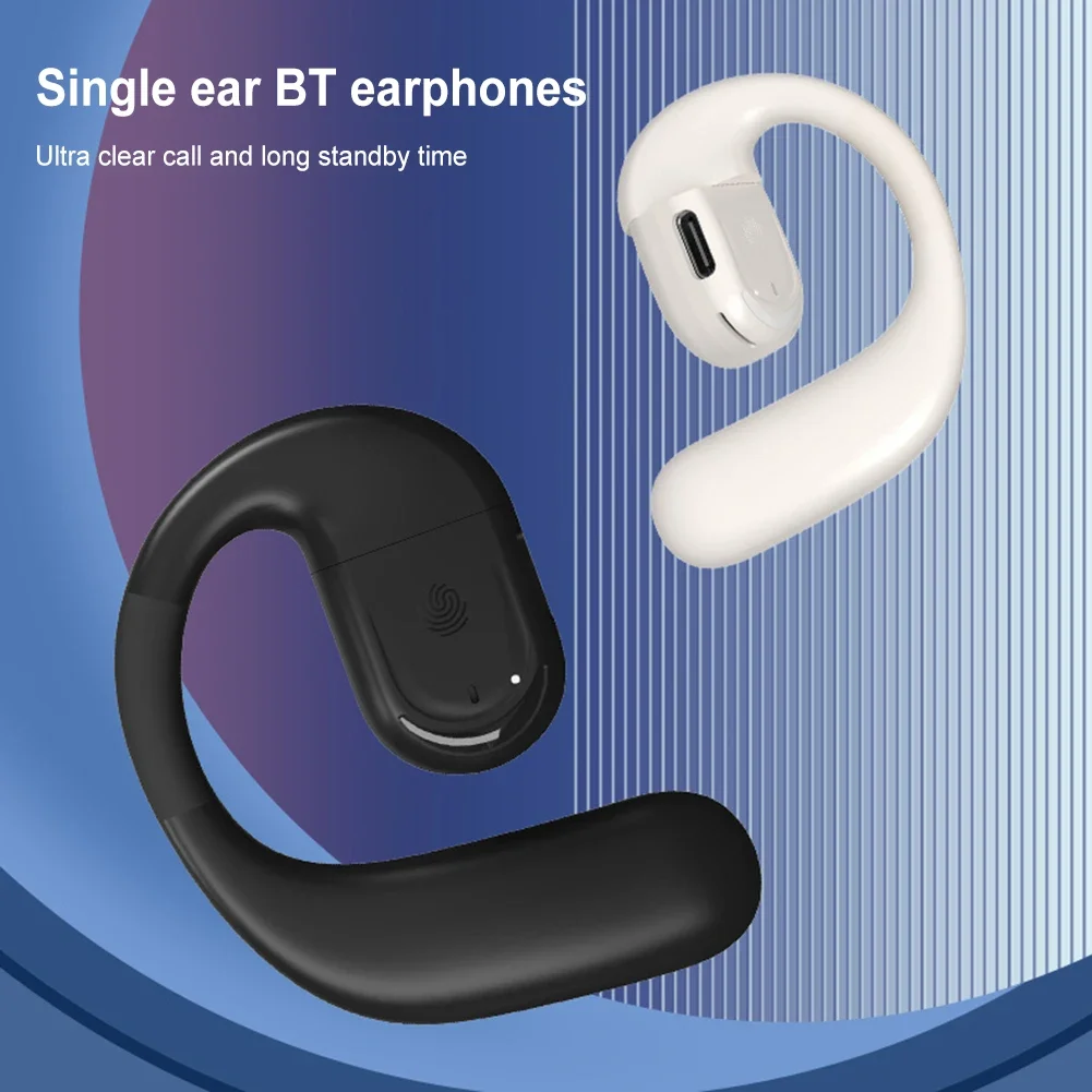 Bluetooth 5.4 zakelijke oortelefoon Draadloze enkele hoofdtelefoon met HD-microfoon Oorhaak HiFi Stereo Muziekoordopjes voor Xiaomi Samsung-telefoon