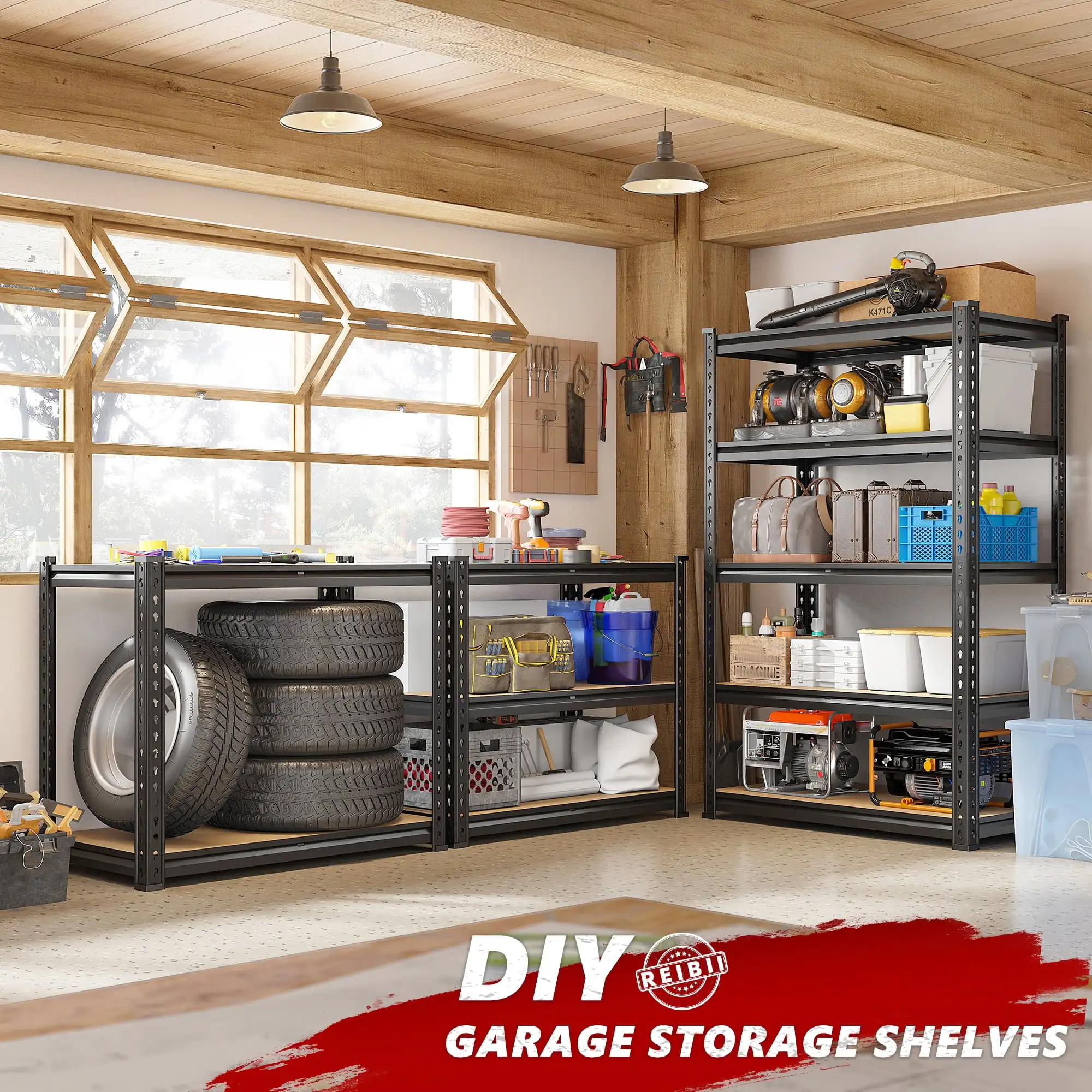 2020LBS Storage Shelves 5 Tier Garage Shelving Heavy Duty Adjustable Shelf Units for Warehouse Pantry Closet,35.5"Lx11.9"Wx 72"H image 2