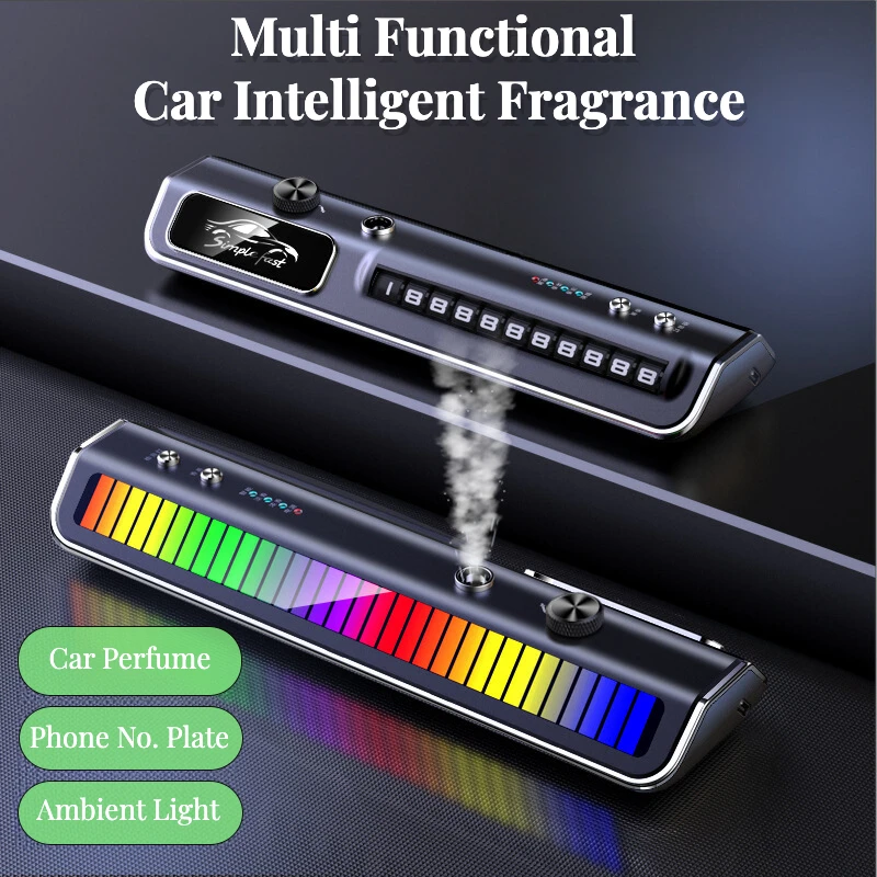 Multi Functional Intelligent Spray Car Fragrance Temporary Parking Phone Number Plate Car Ambient Light Interior Decorations