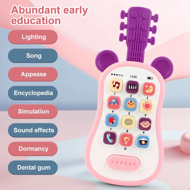 Mainan ponsel gitar, mainan telepon musik bayi, telepon tidur, ponsel Analog untuk anak, mainan pendidikan dini untuk anak-anak hadiah