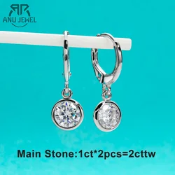 AnuJewel Moissanite Hoop Women's Earrings Huggies 925 Sterling Silver 2cttw Lab Created Diamond Drop Earrings Jewelry Wholesale