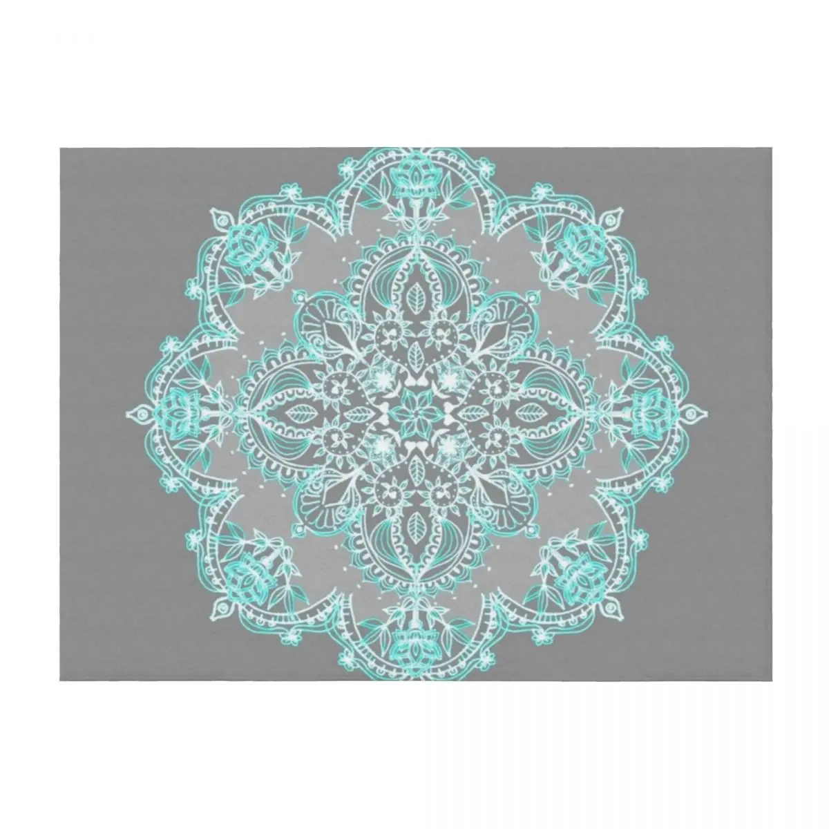 

Teal and Aqua Lace Mandala on Grey Throw Blanket Furrys Warm Extra Large Throw Moving Blankets
