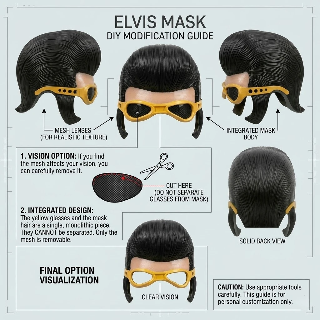 Elvis-Inspired Latex Half Face Mask - Vintage Rock N Roll Costume Accessory For Halloween Costume Parties Cosplay image 3
