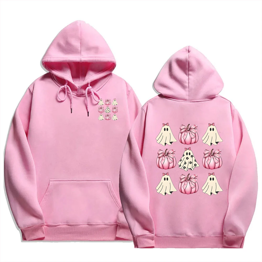 ในเดือนตุลาคม เสื้อฮู้ดผู้หญิงสีชมพู รณรงค์การต่อต้านมะเร็งเต้านม ริบบิ้นสีชมพู เสื้อฮู้ดฮาโลวีน ของขวัญสำหรับผู้รอดชีพ แขนยาว แบบ unisex