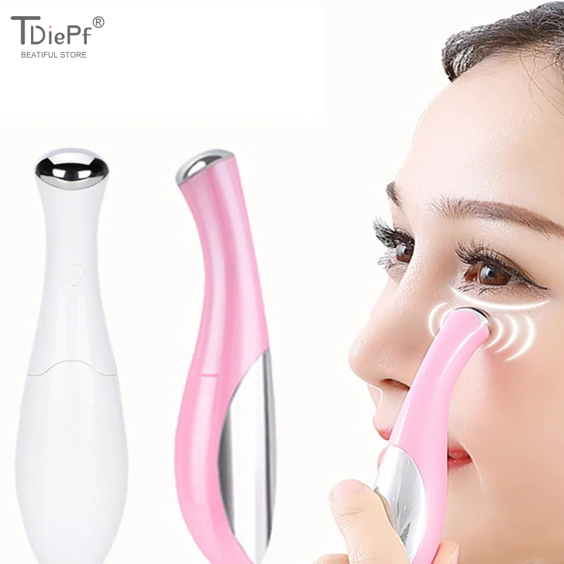 

Портативная электрическая ручка для массажа глаз с цветной коробкой, маленькая красота, уход за лицом и глазами, сухой аккумулятор, источник питания, легкий портативный