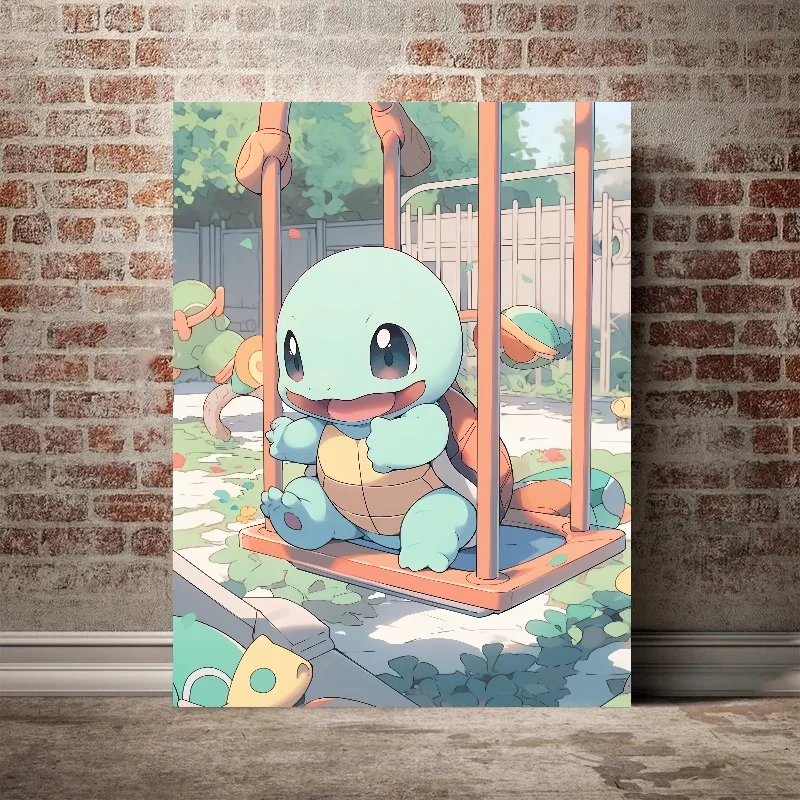 Japanese Pokemon Anime Peripheral Squirtle Kawaii Poster Decor Wall Art Canvas Painting Modern Room  Home Decor Picture image 5