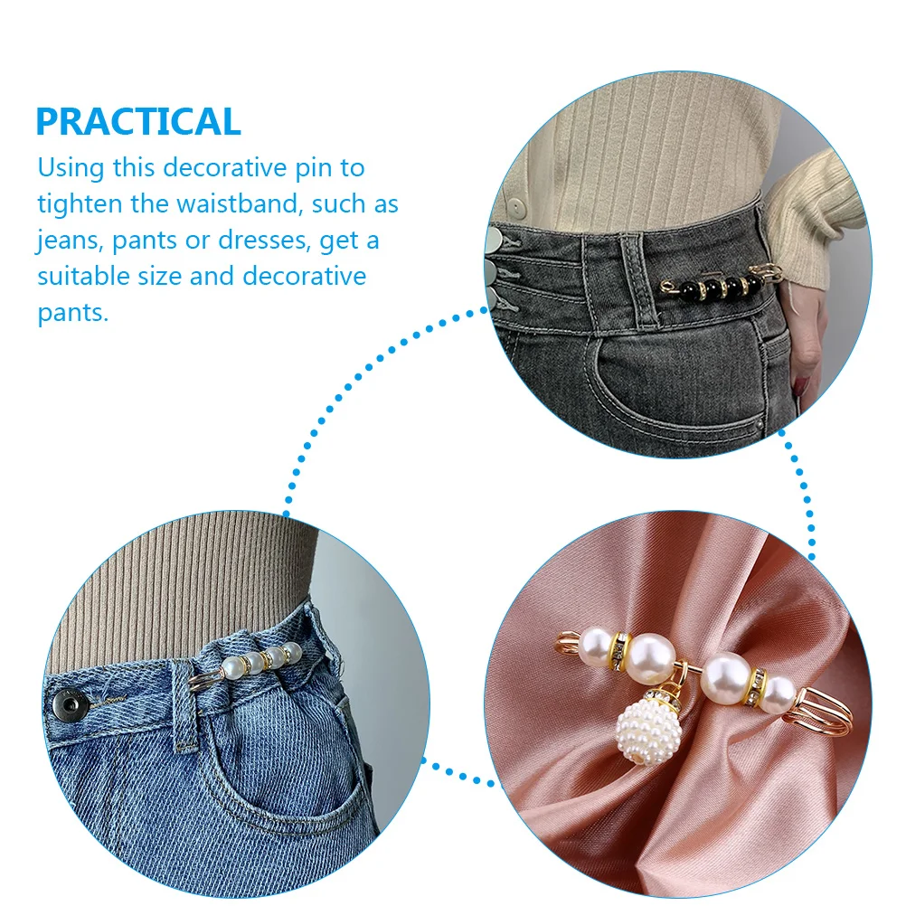 

4 Pcs Pin for Pants Waist Brooch Women Dress Clothes Pins Shawl Sweater Pearl Decorative Alloy Brooches For Women No Burr