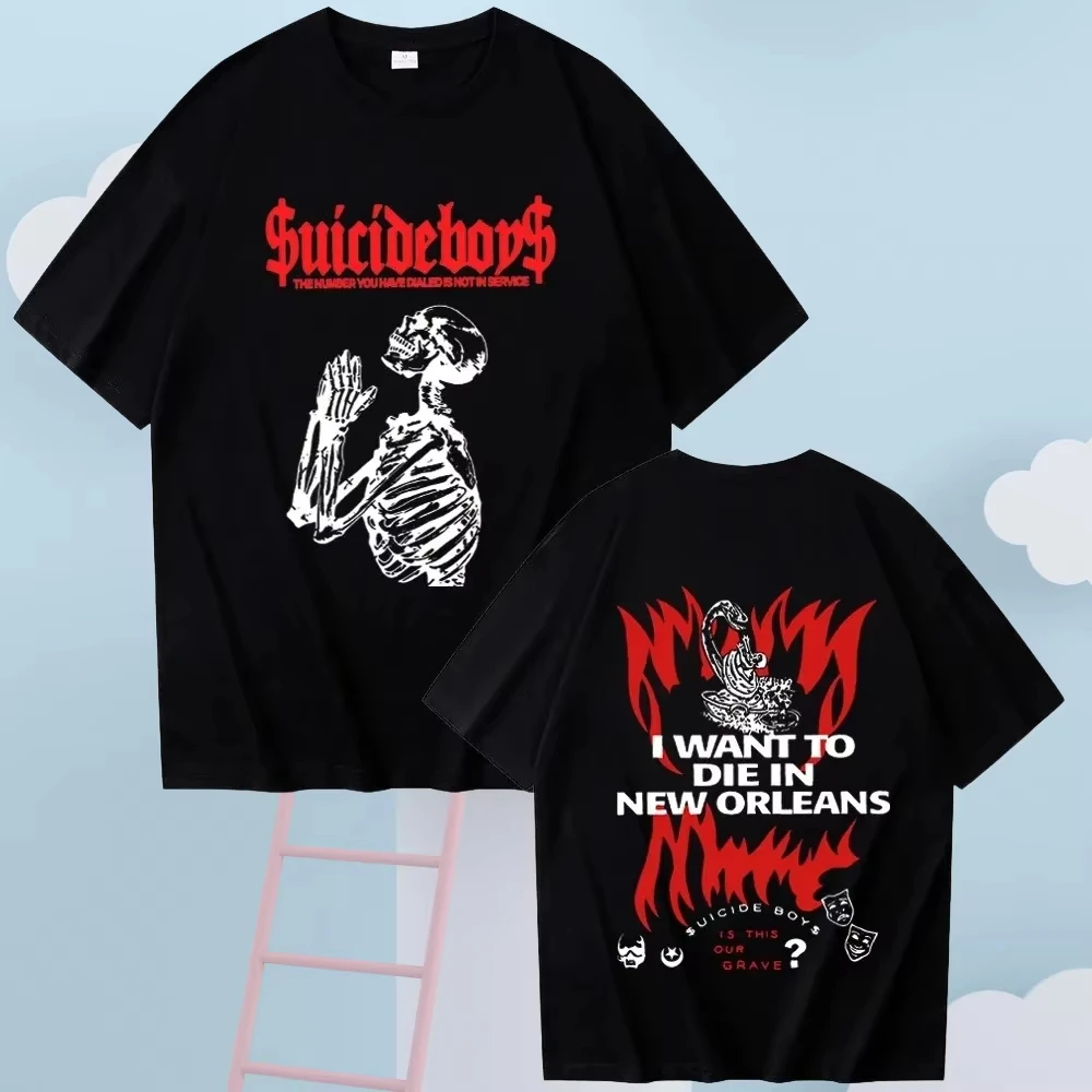 2025 스트리트웨어 수이사이드 가르송 티셔츠 데프레시옹 반팔 하라주쿠 프린트 퓨어 코튼