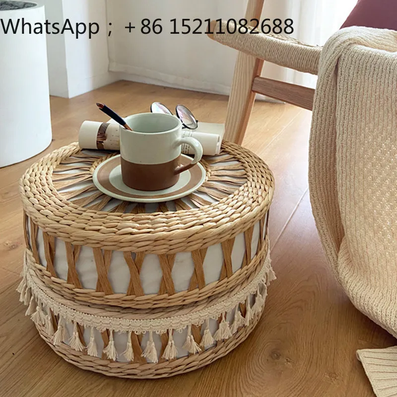 LLY camping hand-woven seat cushion tatami bay window round futon straw woven seat cushion bed and breakfast rattan seat cushion