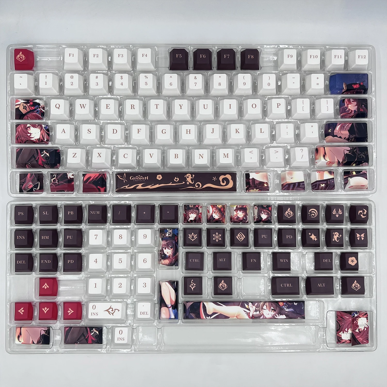 136 keys small full set of Genshin impact Hutao game keycap PBT sublimation Cherry Profile mechanical keyboard cap