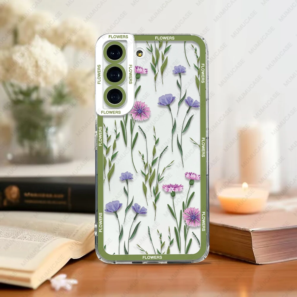 Case For Samsung Galaxy S20 S21 FE S22 S23 Ultra A13 A32 A33 A50 A52 A53 A73 A54 A14 Soft Cover Wild Flowers