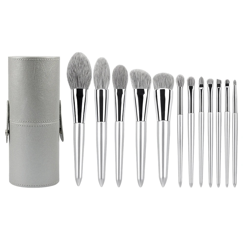 12PCS Makeup Brushes Kit Professional Natural Goat Hair Foundation Powder Contour Eyebrow Eyeshadow Lip Make Up Tools