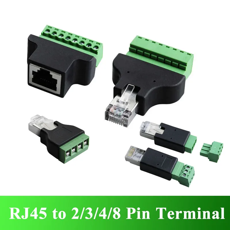 RJ45 to 2/3/4/5/6/8Pin Terminal Block 485 to rj45 Plug Joint RJ50 10P10C Male Female Adapter RJ12 to 6Pin Connector Head