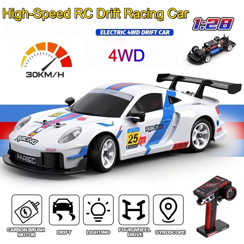 

RC Drift Car With Gyro Alloy Chassis 1:28 Rc Cars 4WD High-Speed 30KM/H High-Speed 2.4G Off-Road Drift Racing Remote Control Car