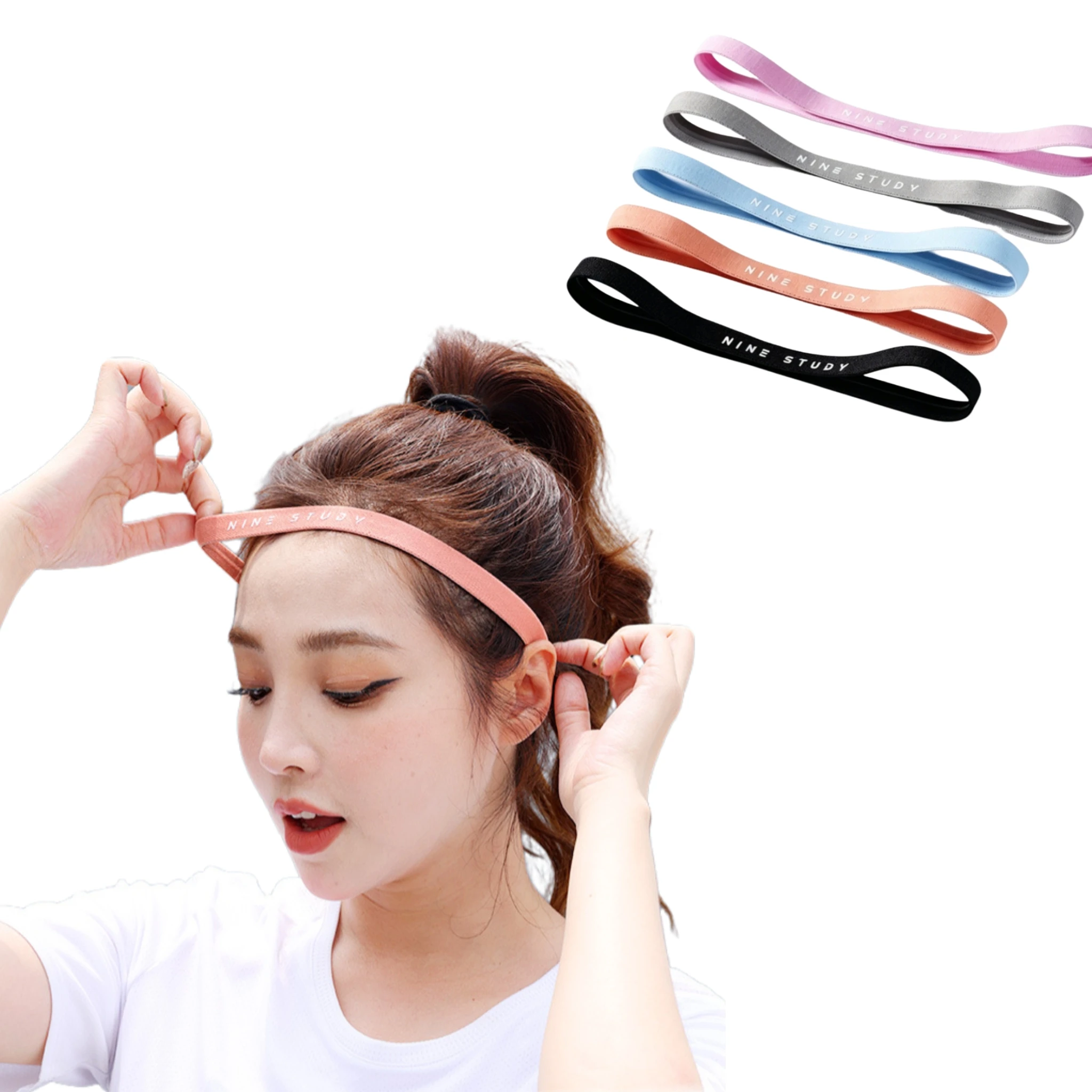 Sports specific high elasticity yoga running fitness headband silicone anti slip sweatband sweat guiding headband headband ti