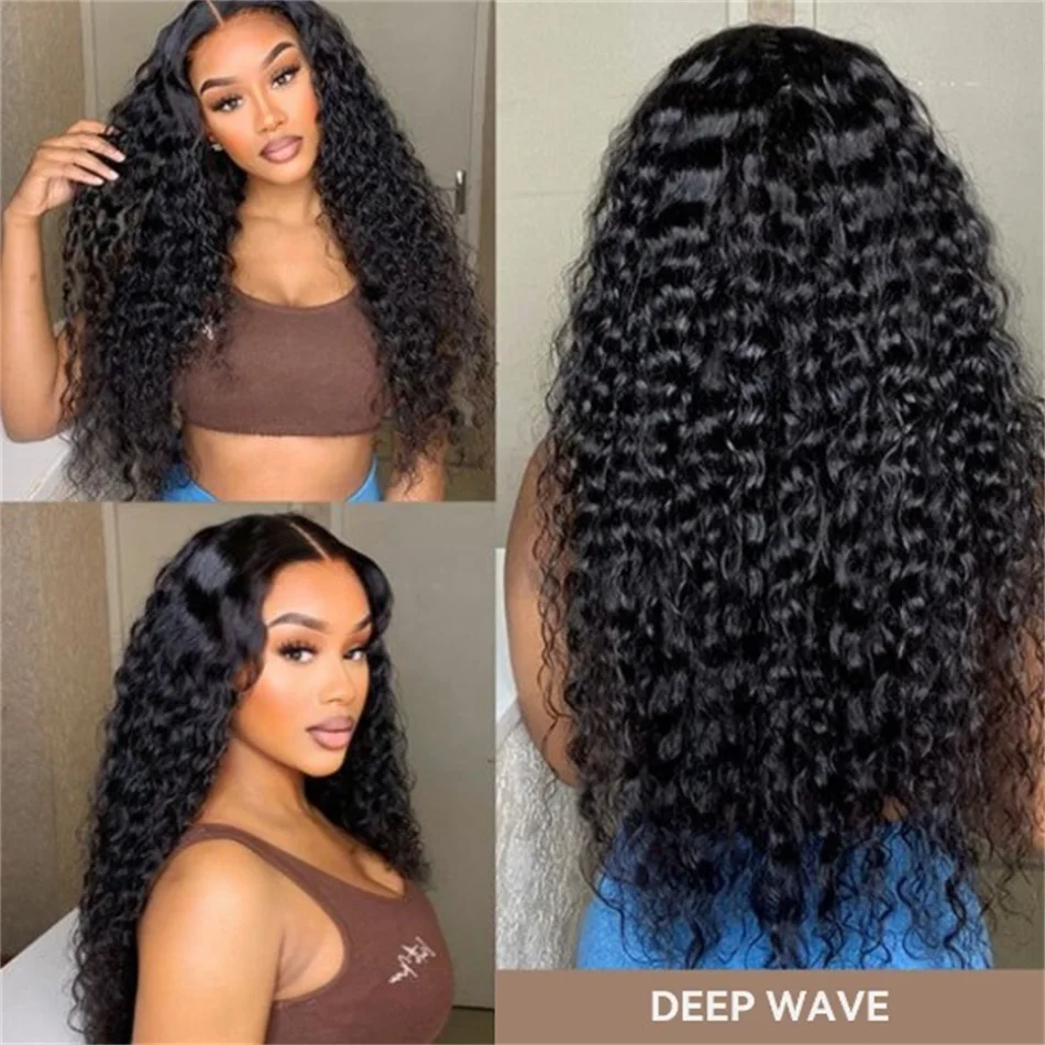 Curly 13x6 HD Lace Front Wig Human Hair Wig Deep Wave 30 40 Inch 13x4 Lace Frontal Wigs 5x5 Glueless Water Wave Closure Wear Go