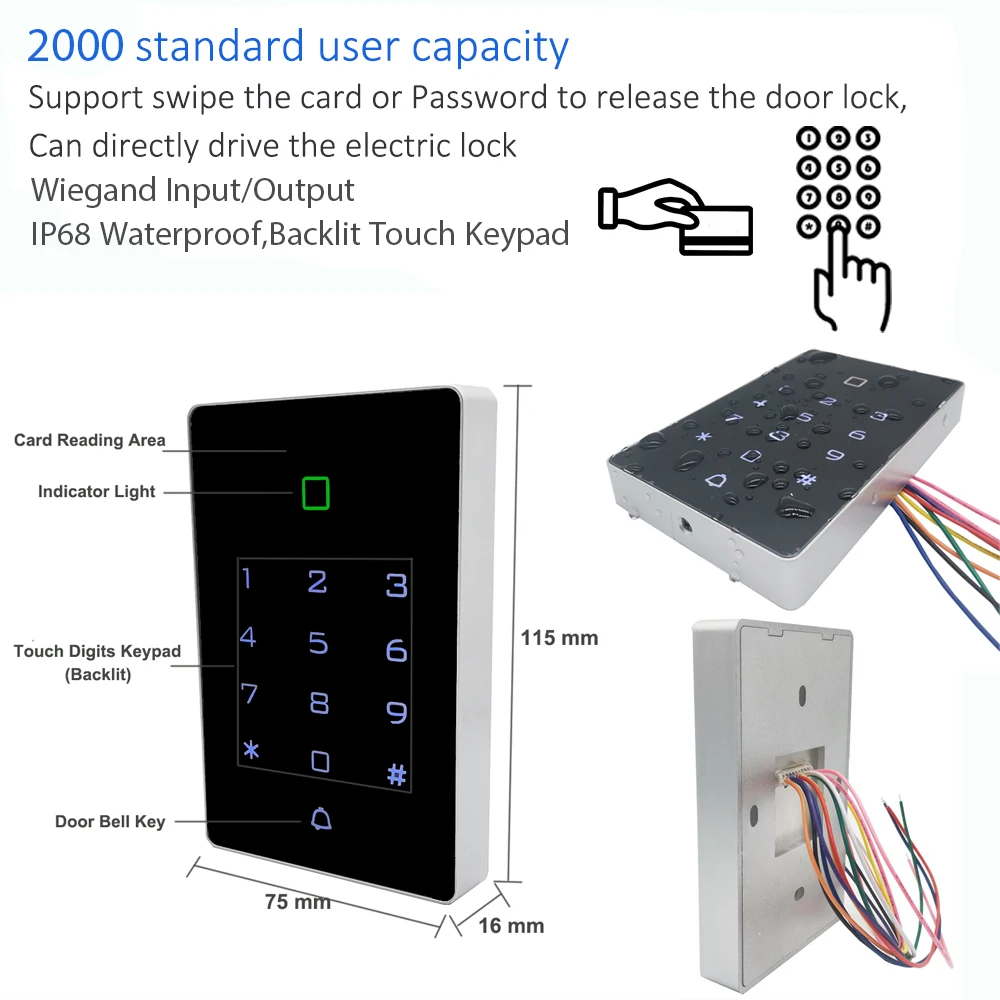 Imagem -03 - Sistema de Controle de Acesso para a Fechadura da Porta Wifi Opcional Tuya Rfid 125khz ic Cartão 13.56mhz