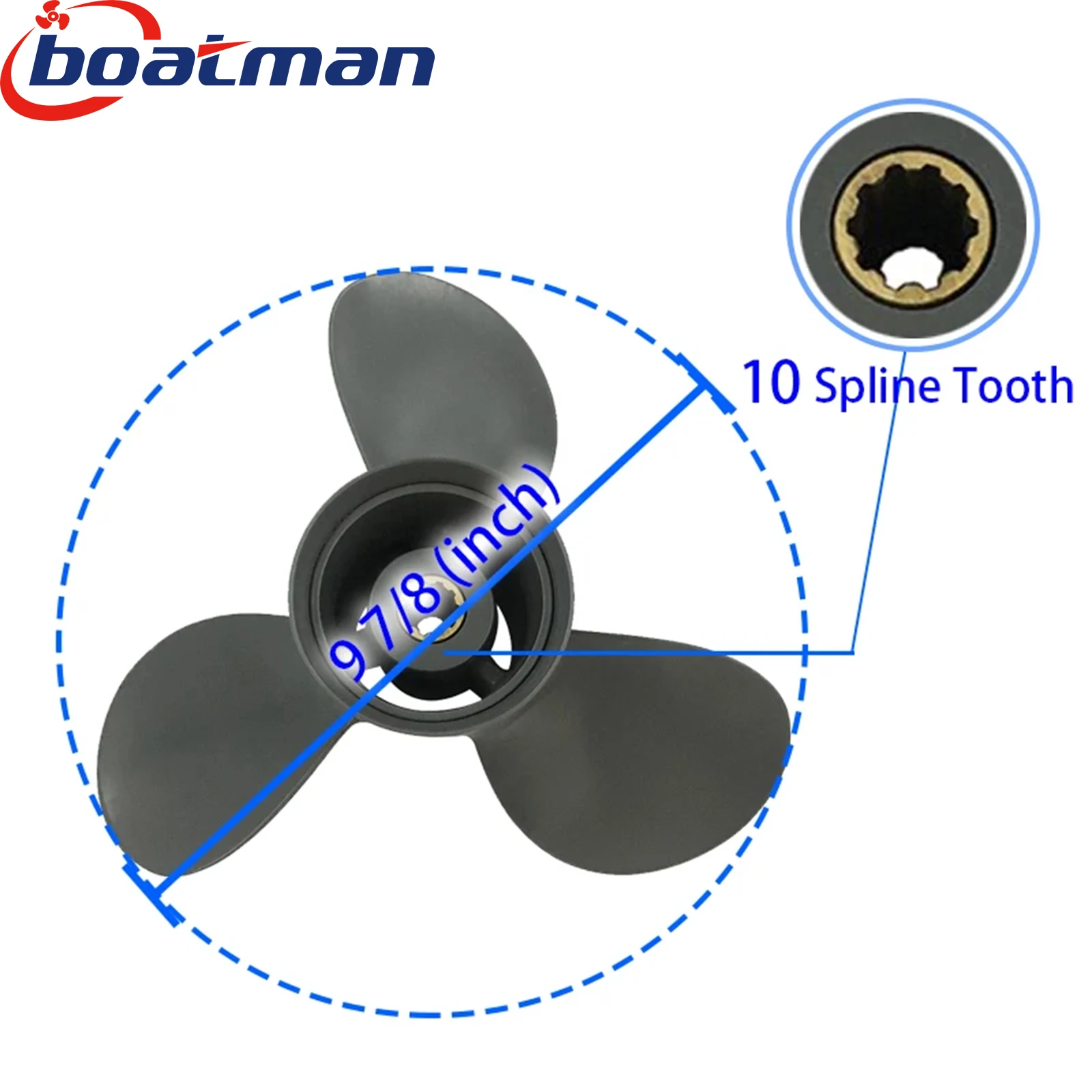 BoatMan 9 7/8x12 Outboard Propeller For Honda BF 25HP 30HP Aluminum Alloy 10 Tooth Spline Engine Part 58130-ZW2-F01ZA 3 Blades