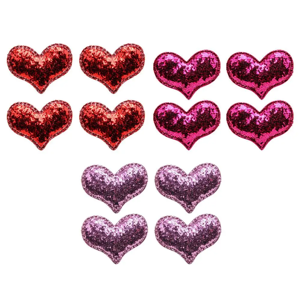 12 Pcs Heart Shaped Hair Clips Cute Glitter Accessories Little Girl Baby Party Daily Use Duckbilled Decorative Hair Bands