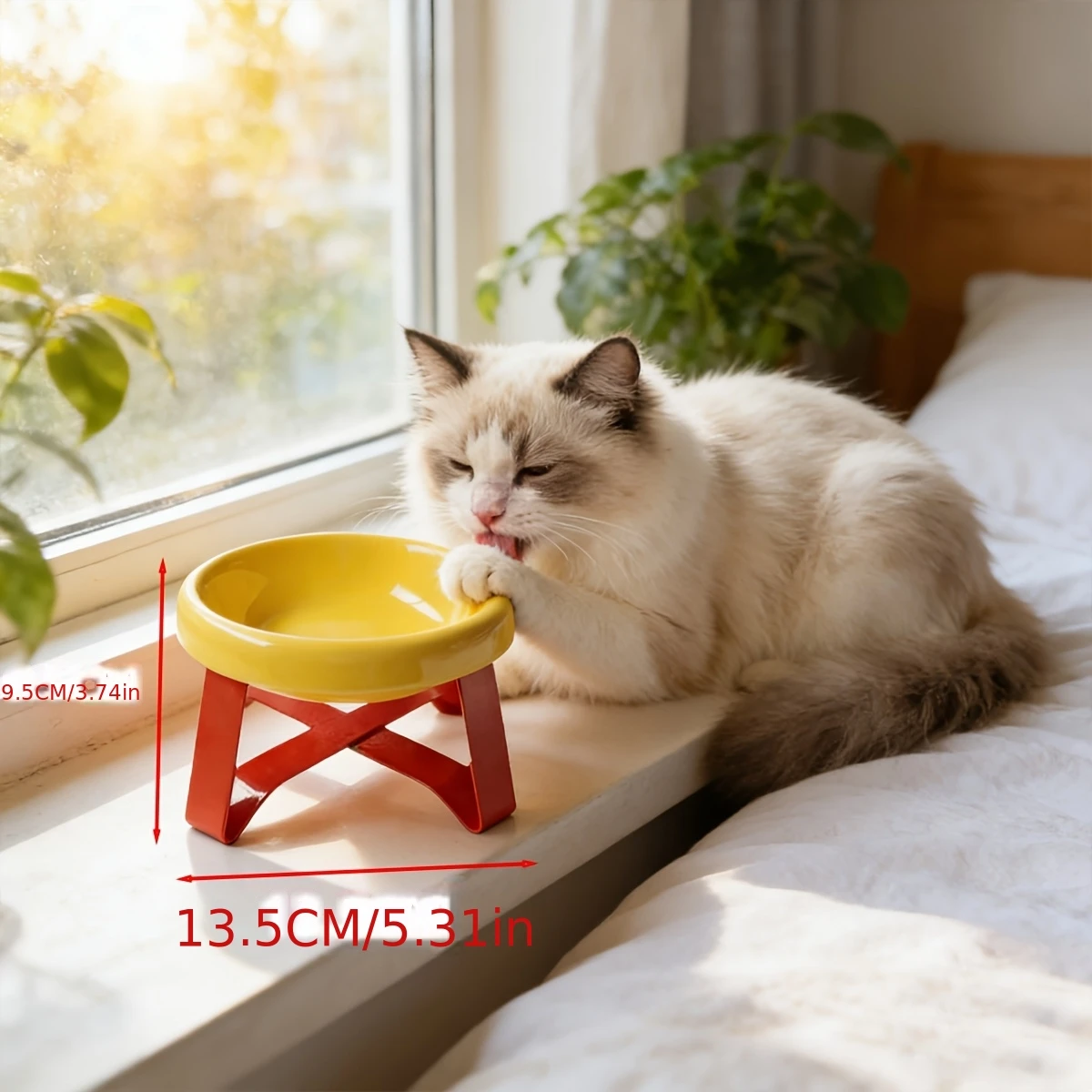 Anti-Spill Elevated Pet Food Bowl,High-Leg Dish,Pet Feeding Bowl with Cervical and Spinal Support Design,Non-Slip Wide Base