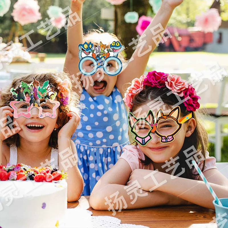 Zootopia 12pcs Animal Party Cartoon Photo Prop Paper Glasses Decorations Crazy Costume Accessory Toy Figure Collection