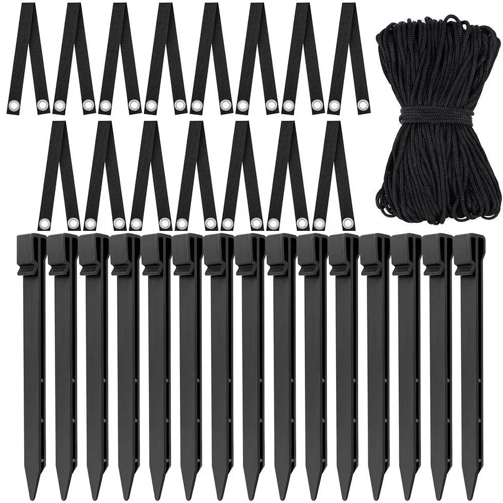 

Comprehensive Tree Stake Kit 15 Stakes and Straps with Robust 40m Rope for Securing Young Trees and Outdoor Areas