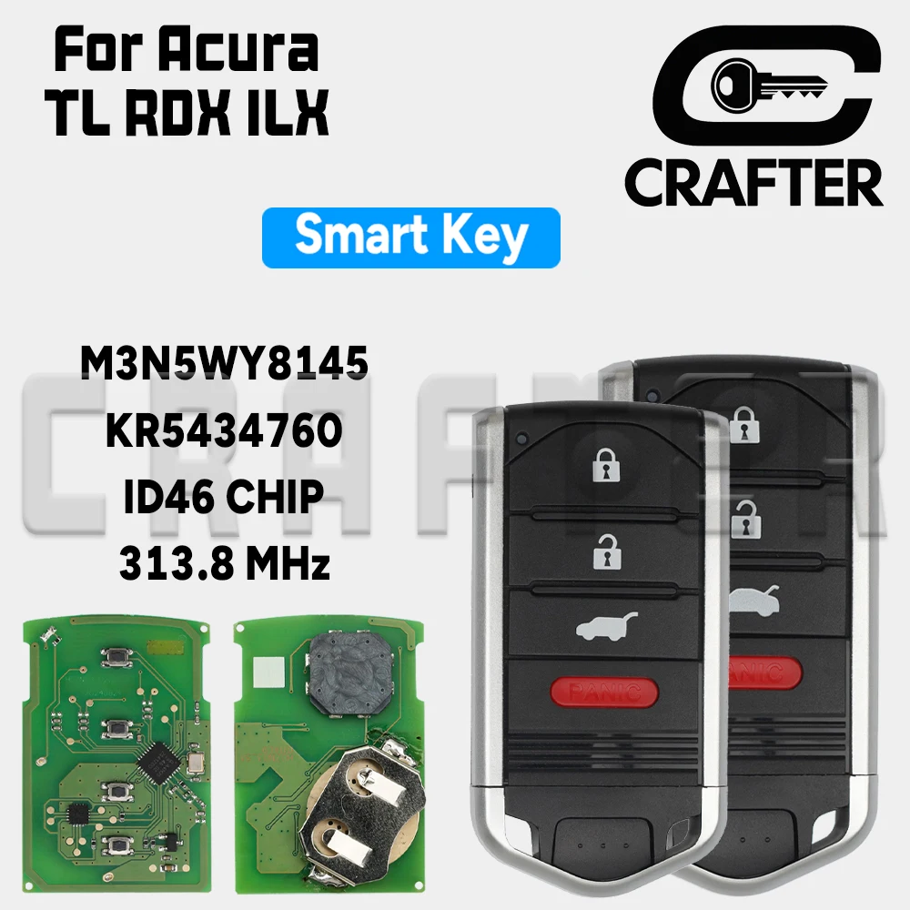 

Ключ Crafters KR5434760 Умный автомобильный ключ 313,8 МГц ЧИП ID46 M3N5WY8145 для Acura TL RDX ILX 2013 2014 2015 4 кнопки